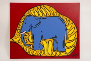 ELEPHANT-RED-CHRISTOPHE-VIOLLAND-ACRYLIQUE-100cm-80cm